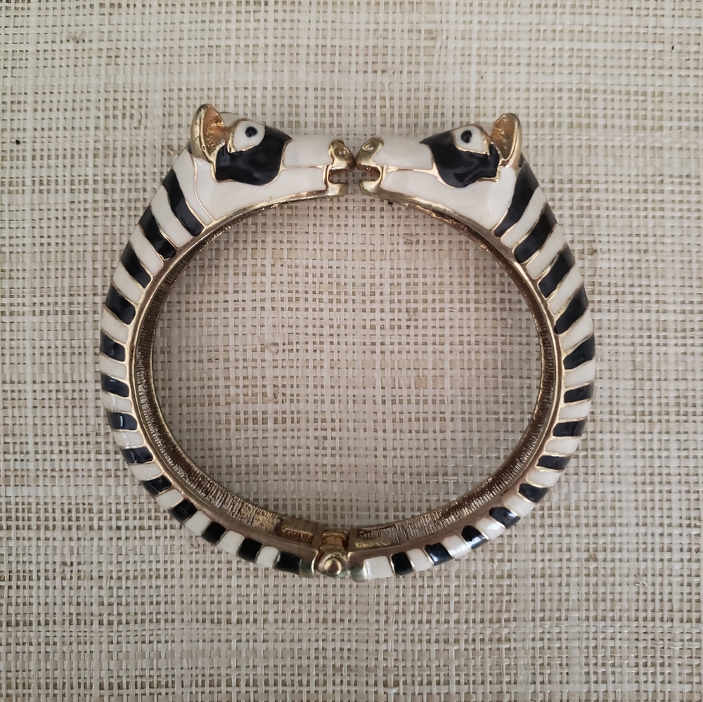 Zebra head enamel bracelet